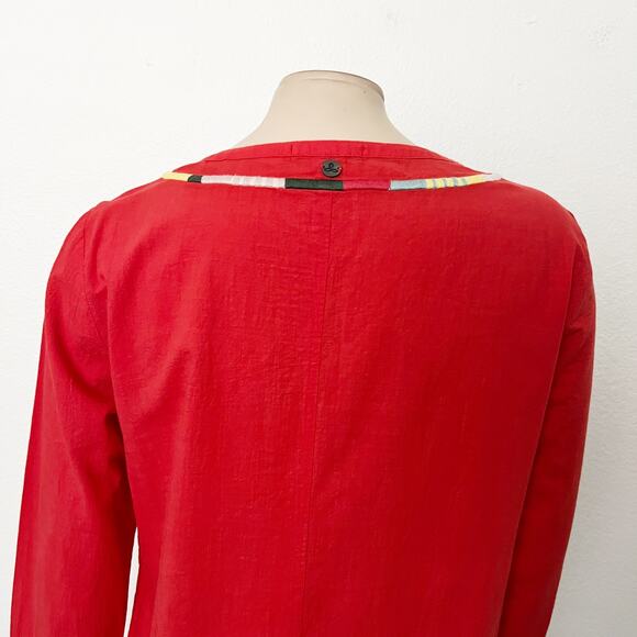 [Prana] Red Embroidered Lahela Coverup Tunic Mini Dress Long Sleeves Sz Medium M - Picture 5 of 13